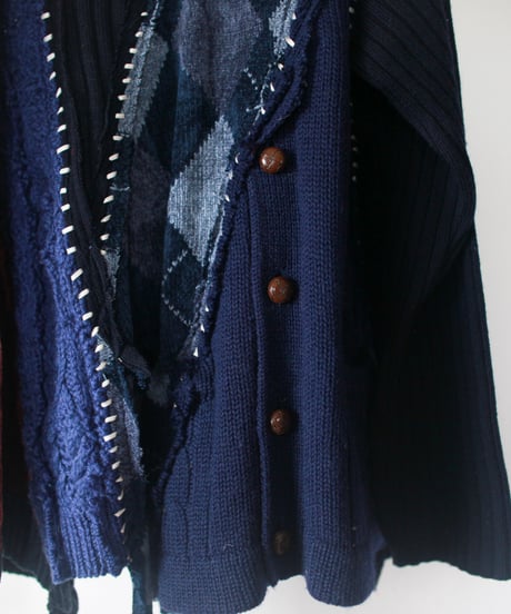 "東京豪雨2" Heavy rain in Tokyo 2 knit, Rebuild by vintages