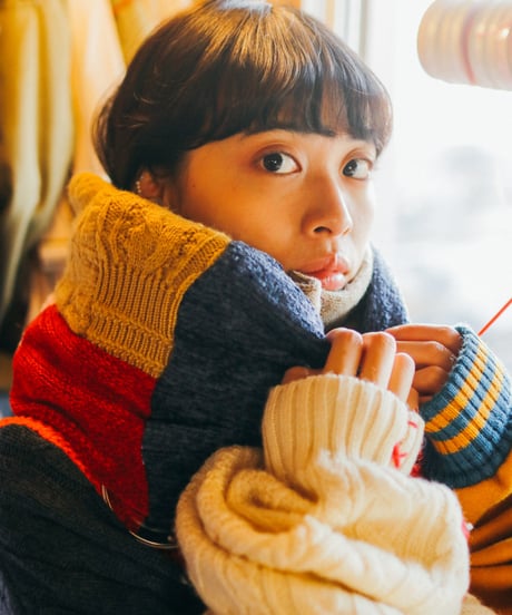 "リボンとラグ" Vintage knit Rebuild Muffler by Rug and Ribbon Stitch