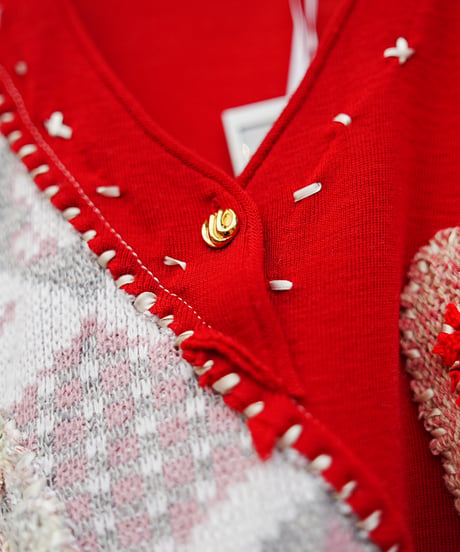 "ふたつのハート" Double heart knit, Rebuild by vintages