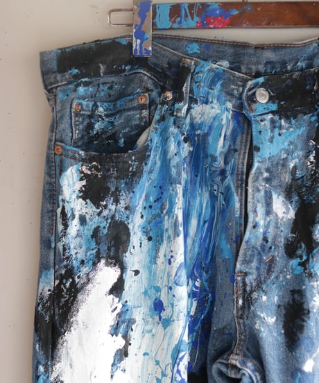 "黒風白雨" Storm painted denim, Based on Levis 505