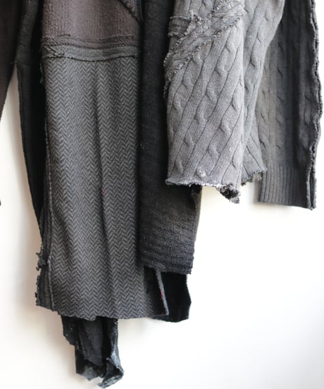 "計り知れない暗闇" unfathomable darkness over knit, reconstructed from black knit vintages