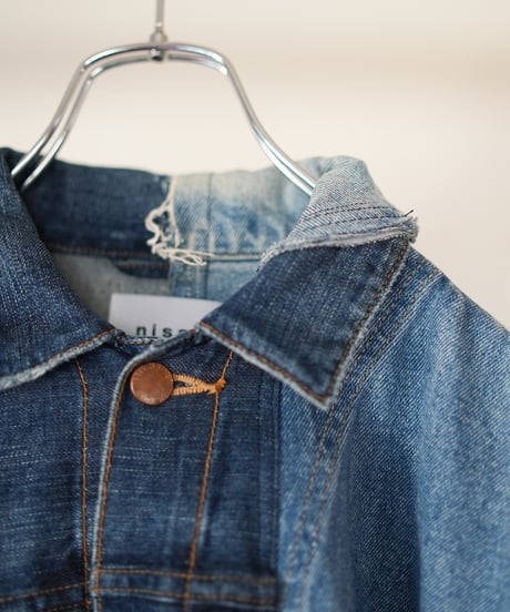 "親愛なる雨" Dear rain over denim coat, rebuild by vintages