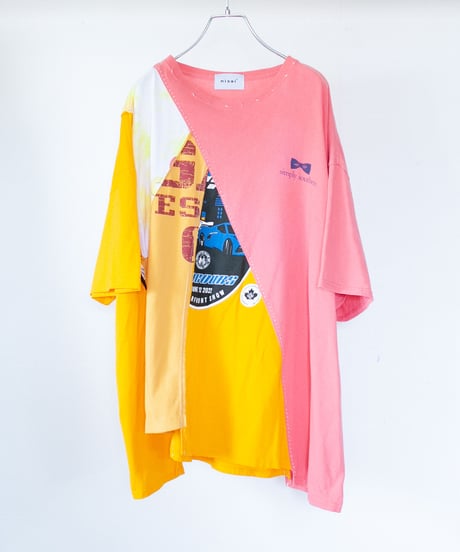 "ピンクナイトウィズイエローフラワーズ" pink night with yellow flowers T-shirt, Rebuild by vintages