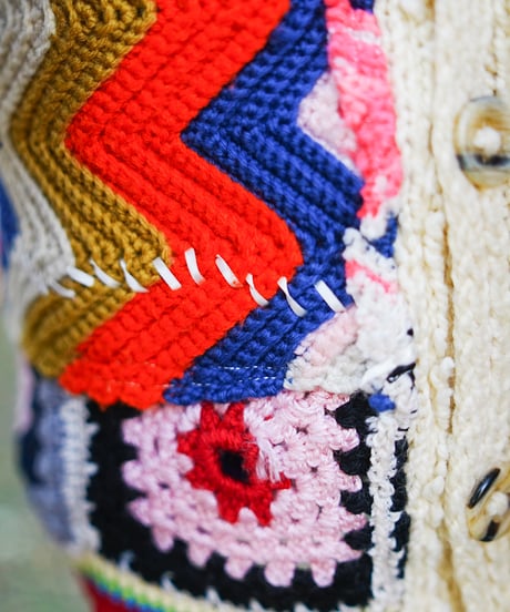 "揺れる虹のカーディガン" Swaying rainbow cardigan, rebuild by vintages