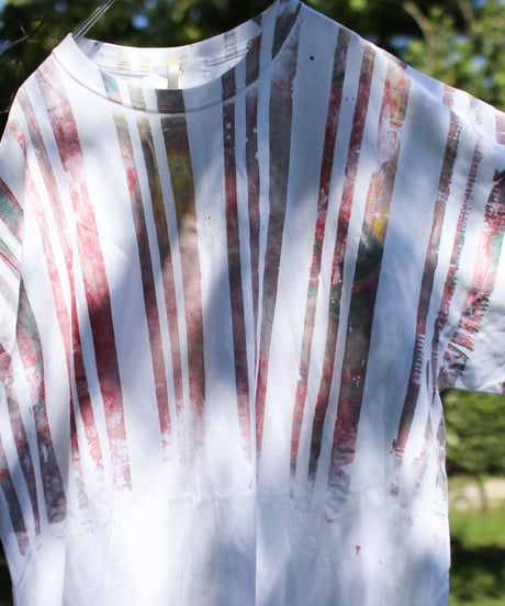 "色彩記録の手刷りのTシャツ 第二十色" T-shirt by Analog silk screen overlay blurring hand-print