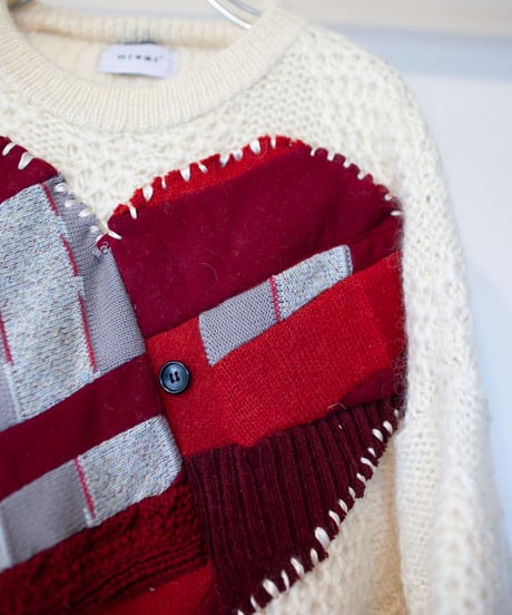 "つぎはぎのラブのセーター 第五色" patchwork of kove knit, Rebuild by vintages