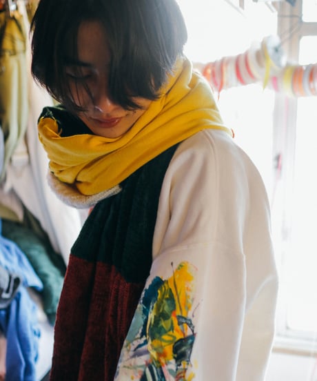"若い多声音楽" Vintage knit Rebuild Muffler by Polyphony
