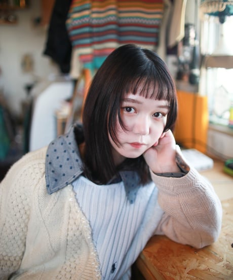 "少女水色グランジ" Girl light blue grunge Knit, Rebuild by vintages