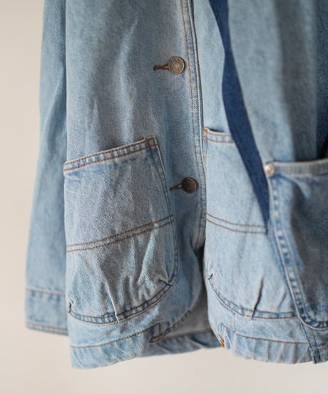 "非対称な青のコート" Asymmetry over denim coat, rebuild by vintages