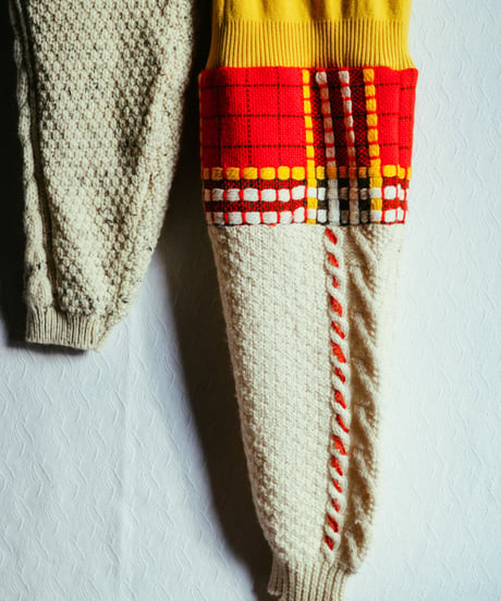 "若い多声音楽" Vintage knit Rebuild Muffler by Polyphony