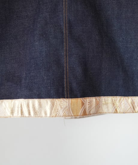 《nisai × soma komatsuno》"藍と黄金と緑" Patchwork Denim jacket, Rebuild by vintage kimono