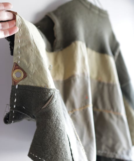 "ふたりきり" Too Wide Short jacket, reconstructed from Green vintages