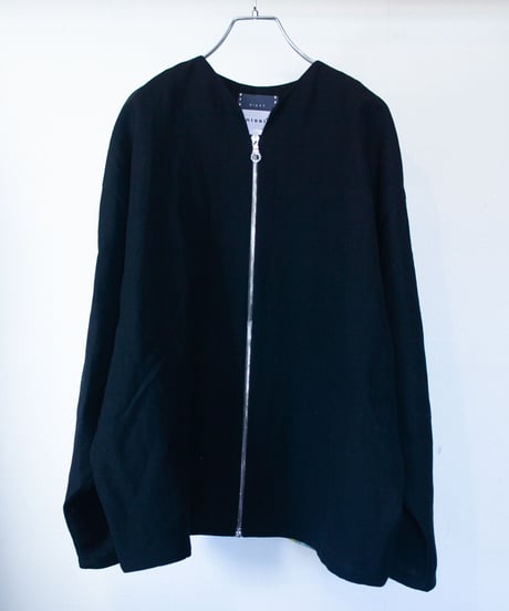 《0＜nisai+α≦Y》 riri zip painted jacket / wool and cotton black