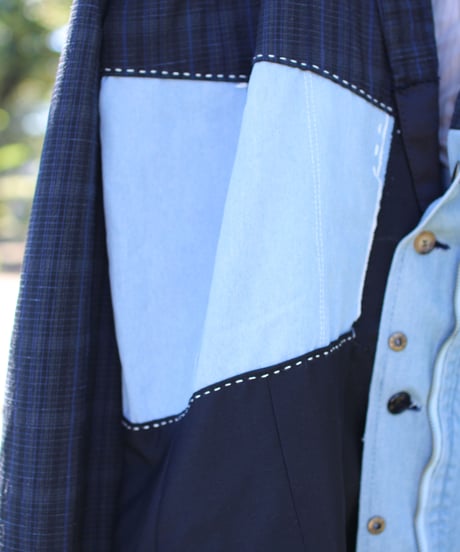 "海岸線" A long jacket with curved lines inspired by the coastline, Rebuild by vintages