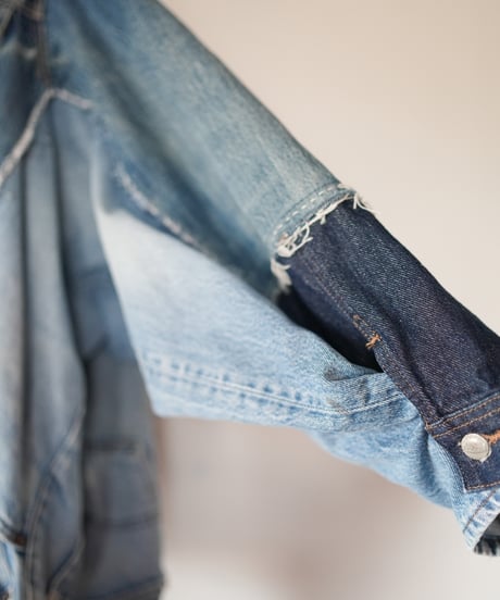 "あの日、青かっただけのデニムジャケット" Blue grunge jacket, Rebuild by vintages