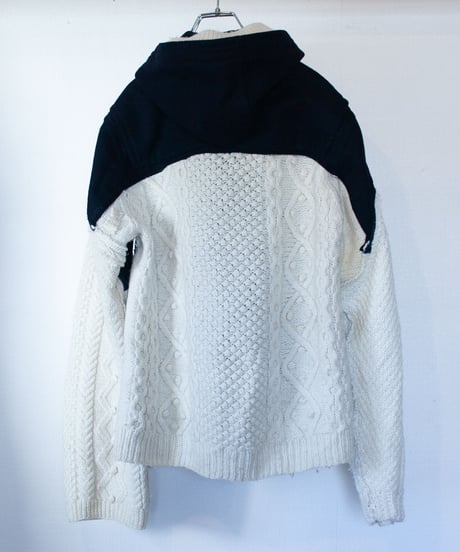 "夜空を薄めた紫のニットショートダッフルコート"the night sky purple duffel coat, Rebuild by vintages