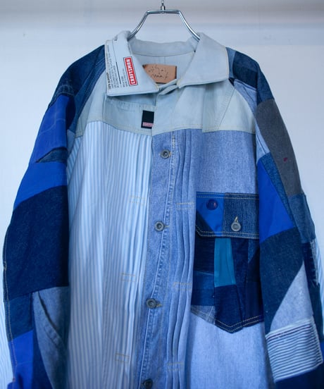 《nisai × soma komatsuno》"おわらない青 遊青編" Patchwork oversized jacket, Rebuild by vintage denims