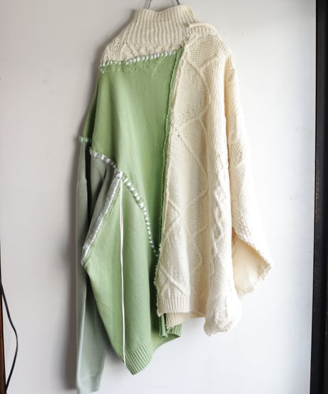 "公園の地図と足跡" Park map knit, reconstructed from knit vintages