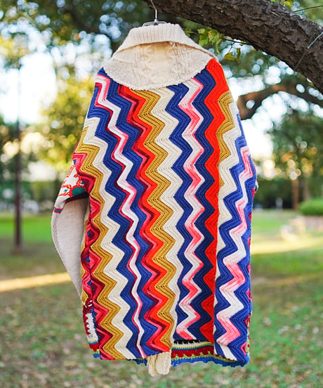"揺れる虹のカーディガン" Swaying rainbow cardigan, rebuild by vintages