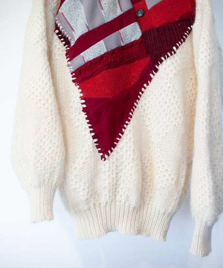 "つぎはぎのラブのセーター 第五色" patchwork of kove knit, Rebuild by vintages
