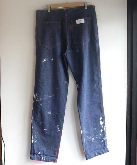 "青の修復" Blue repair painted denim,  Based on vintage denim