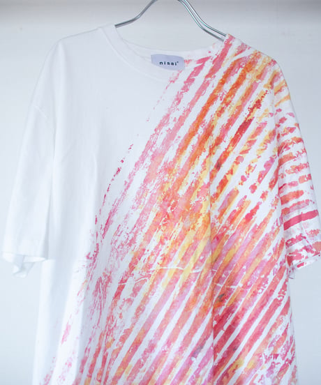 "色彩記録の手刷りのTシャツ 第十色" T-shirt by Analog silk screen overlay blurring hand-print