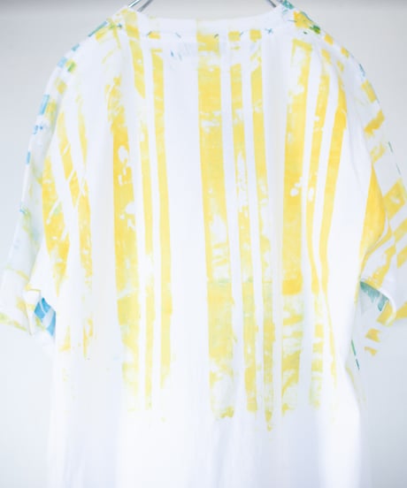 "希望黄青" Yellow and Blue of Hope, Hand-printed silk-screen T-shirt