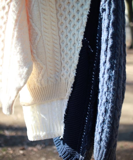 "青の向こうへ" Beyond blue knit, Rebuild by vintages