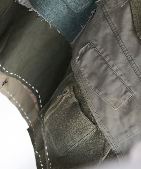 "ふたりきり" Too Wide Short jacket, reconstructed from Green vintages