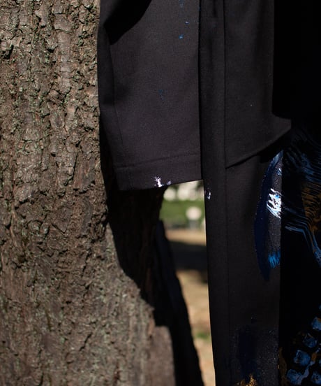 《0＜nisai+α≦Y》 metal hook paint coat / black formal wool