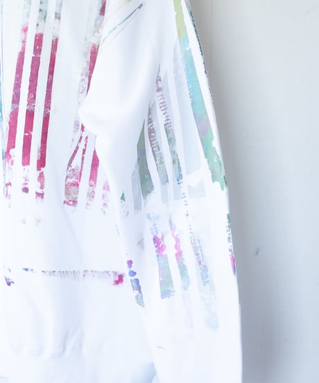"あの花畑" Trainer by Analog silk screen overlay blurring hand-print