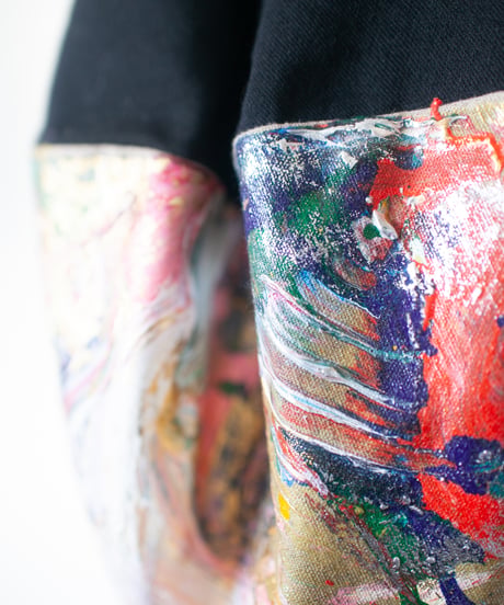 《0＜nisai+α≦Y》 Painted Ball bag / wool and cotton black