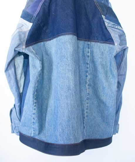 《nisai × soma komatsuno》"おわらない青" Patchwork oversized jacket, Rebuild by vintage denims