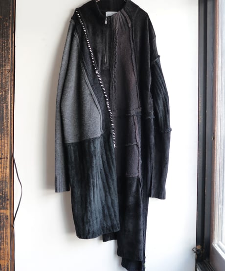 "夜間飛行" night flight knit one-piece, reconstructed from black knit vintages