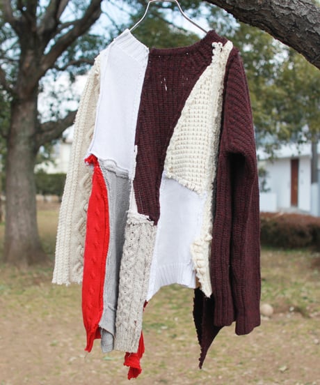 "くずれたルージュ"  Collapsed rouge Knit, Rebuild by vintages