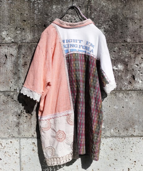 "まだ淡い春風" Still pale spring breeze Short dress, reconstructed from vintages