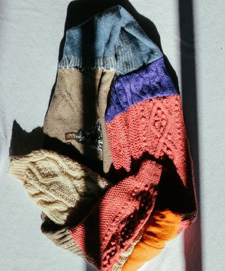 "夜中に台所でぼくはきみに話しかけたかった" Vintage knit Rebuild Muffler by Midnight