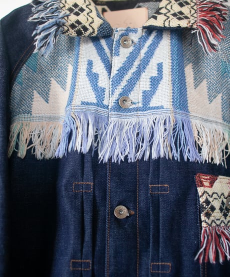 《nisai × soma komatsuno》"プレイ" Patchwork oversized jacket, Rebuild by vintage rug and denim