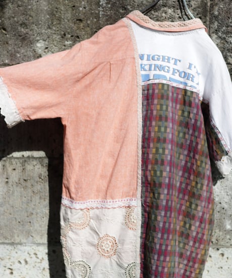 "まだ淡い春風" Still pale spring breeze Short dress, reconstructed from vintages