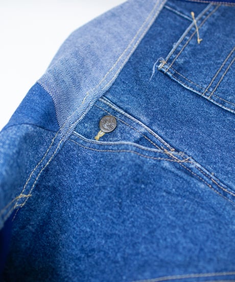 《nisai × soma komatsuno》"おわらない青 捻曲編" Patchwork oversized jacket, Rebuild by vintage denims