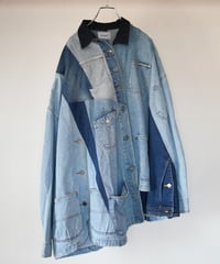"非対称な青のコート" Asymmetry over denim coat, rebuild by vintages
