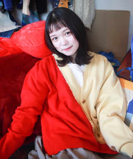 "あの日、赤かっただけのカーディガン" Past Red knit, Rebuild by vintages