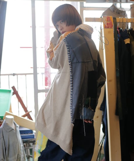 "虹の前の光" The light before rainbow pullover, reconstructed from mix vintages