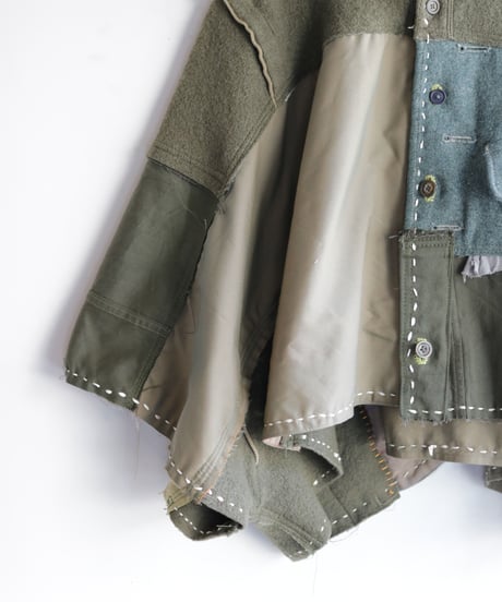 "ふたりきり" Too Wide Short jacket, reconstructed from Green vintages