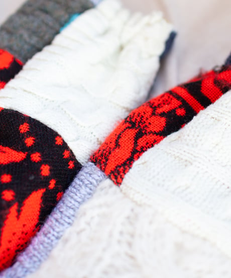 "つぎはぎのアームニット／レッグウォーマー 第四十四色" Arm Knit/Leg Warmers, Rebuild by vintages