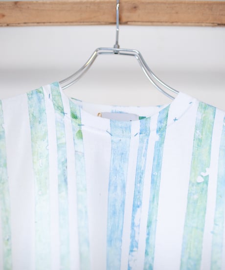 "希望黄青" Yellow and Blue of Hope, Hand-printed silk-screen T-shirt