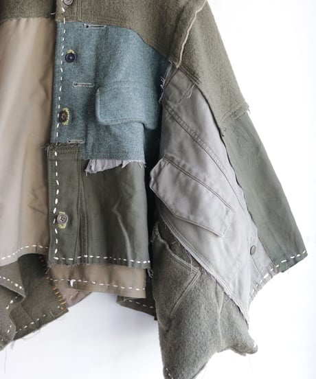 "ふたりきり" Too Wide Short jacket, reconstructed from Green vintages