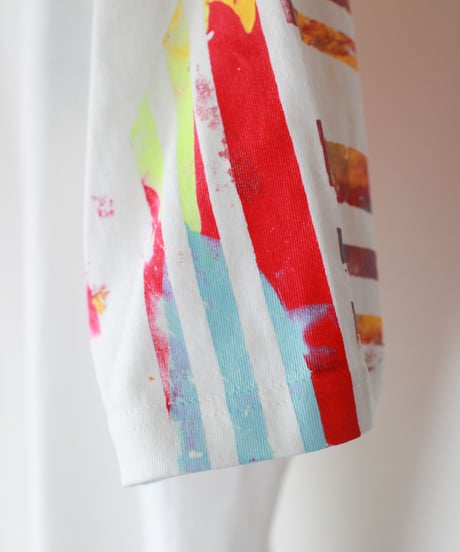 "七月の色彩交遊" Multicolor hand-printed T-shirt