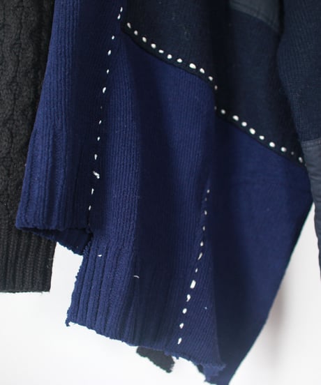 "夜の海" Seaside night knit, Rebuild by vintages