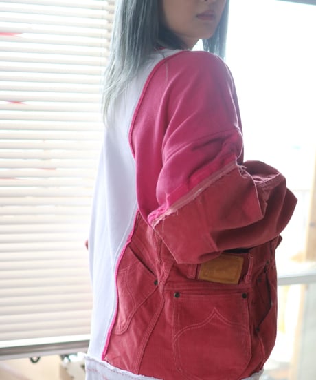 "少女の約束と記憶" Girl's promise and memory pink pullover, rebuild by vintages